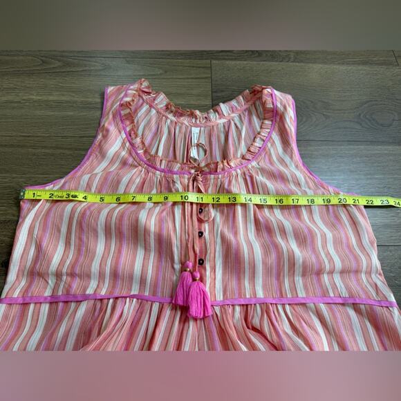 NWOT Anthropologie Visayas Boho Relaxed Striped Wide Leg Jumpsuit Pink Size Lrg - Picture 9 of 15